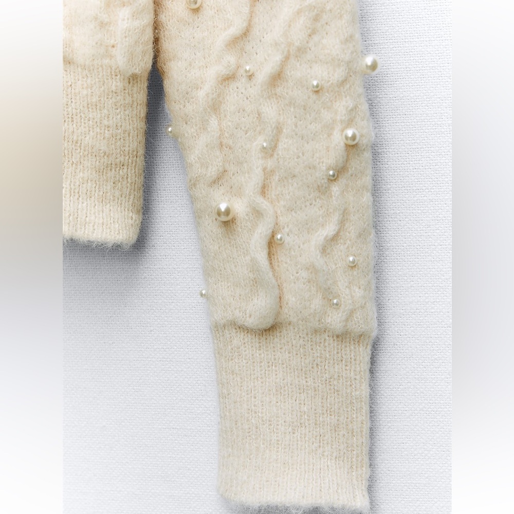 Zara PEARL TEXTURED KNIT CARDIGAN | COLOR: ECRU | SIZE: M | BRAND NEW - Picture 9 of 9